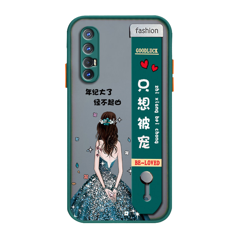 opporeno3手机壳Reno3pro只想被宠腕带女神款保护套reno3元气版硅胶防摔卡通镜头全包网红新款磨砂外壳带挂