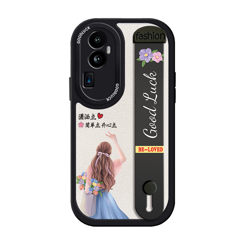 幸运女神OPPOreno10手机壳reno11腕带女新款高级感reno10pro十全包防摔曲面屏9/8/7/6/5硅胶软