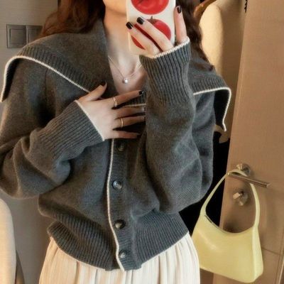 2025新款加厚羊毛衫女海军领羊绒