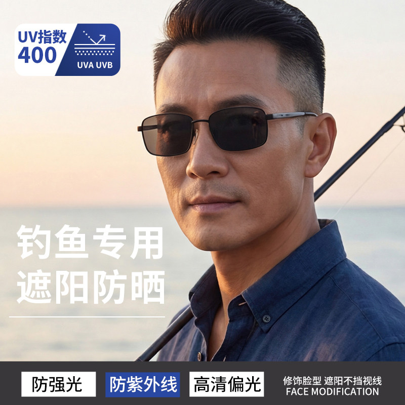 钓鱼专用大脸适配偏光镜男司机夜视变色开车驾驶舒适不夹头太阳镜