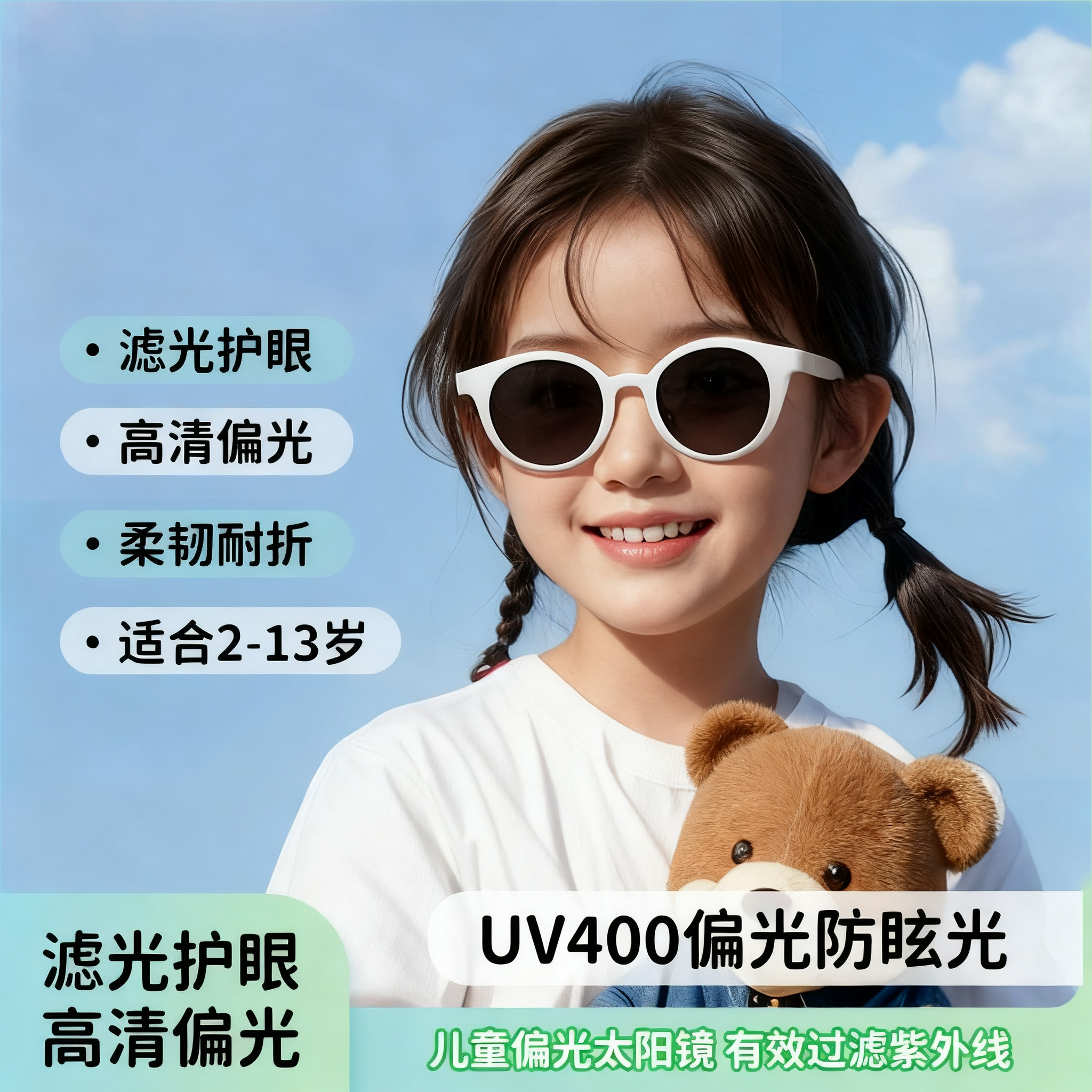 儿童墨镜女童防紫外线护目偏光镜