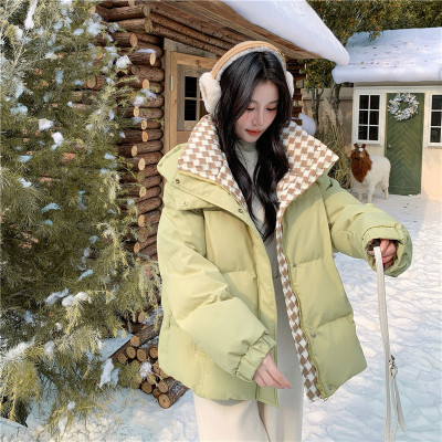 连帽90白鸭绒羽绒服女2024冬季新款短款外套小个子宽松学生面包服