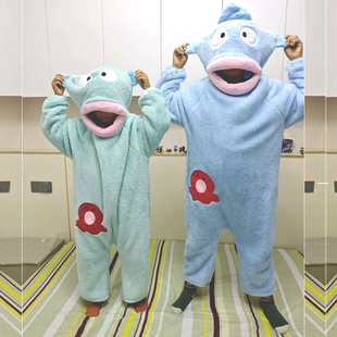 儿童小丑鱼睡衣女孩珊瑚绒睡裙成人家居服睡裙情侣款加厚搞怪睡袍