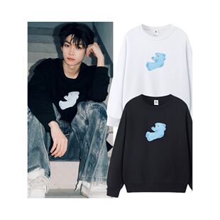 梓渝同款小熊公仔印花卫衣潮牌趣味学院风可爱休闲情侣打底上衣