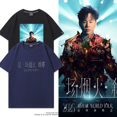 胡彦斌短袖是一场烟火刹那2025巡演周边T恤彦火应援服夏半袖粉丝
