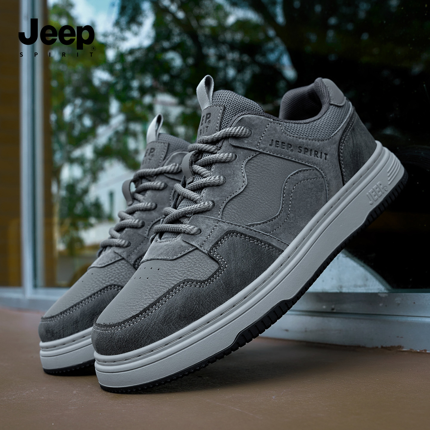 jeep吉普男鞋灰色板鞋