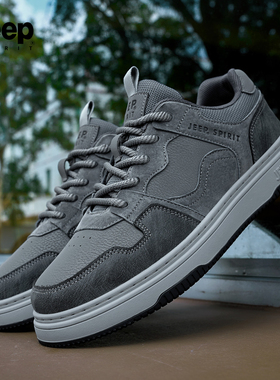 jeepspirit男鞋灰色板鞋男款2025秋冬男士鞋子男潮鞋百搭休闲鞋