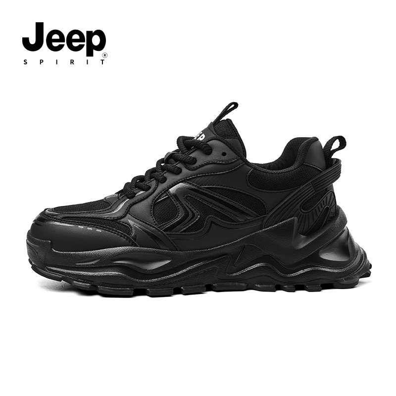 jeepspirit吉普男鞋黑色老爹鞋男士2026春季厚底男款鞋运动休闲鞋,流行男鞋,老爹鞋,淘宝优惠券,粉丝福利购,淘宝优惠卷