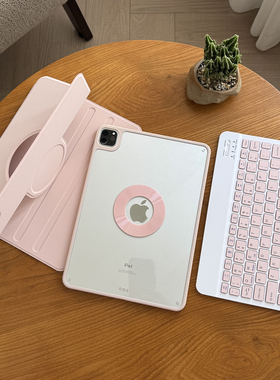 720磁吸适用苹果ipadair7蓝牙键盘保护套10.2平板11代无笔槽pro12.9亚克力防弯壳13透明5全包边m4鼠标套装