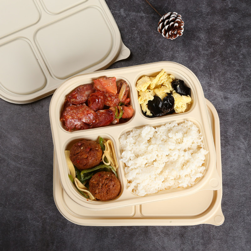 打包盒外卖盒餐盒可降解饭菜分离便当饭盒环保盖浇饭四格五格饭盒