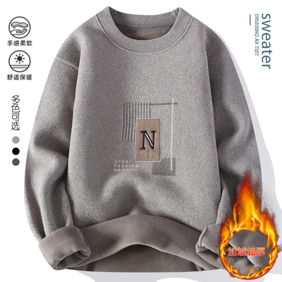 刺绣男士卫衣简森鲨2025新款圆领