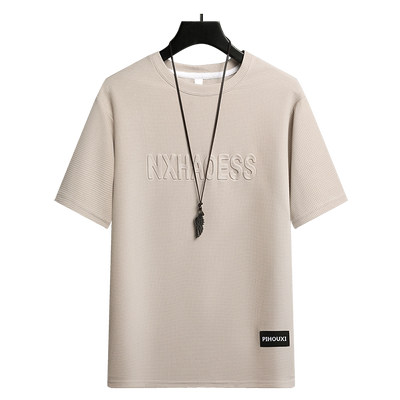 华夫格短袖t恤男夏季2024新款