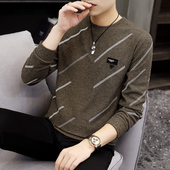 修身 针织毛衣男韩版 加绒保暖毛线衣青少年学生卫衣 新款 2025秋冬季