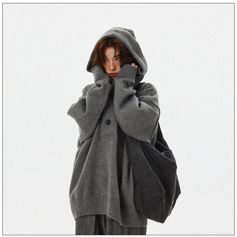 达蒙岛美式覆古慵懒风半开衫钮扣连帽毛衣男女宽松情侣针织衫外套,个性定制/设计服务/DIY,棉服工装,淘宝优惠券,粉丝福利购,淘宝优惠卷