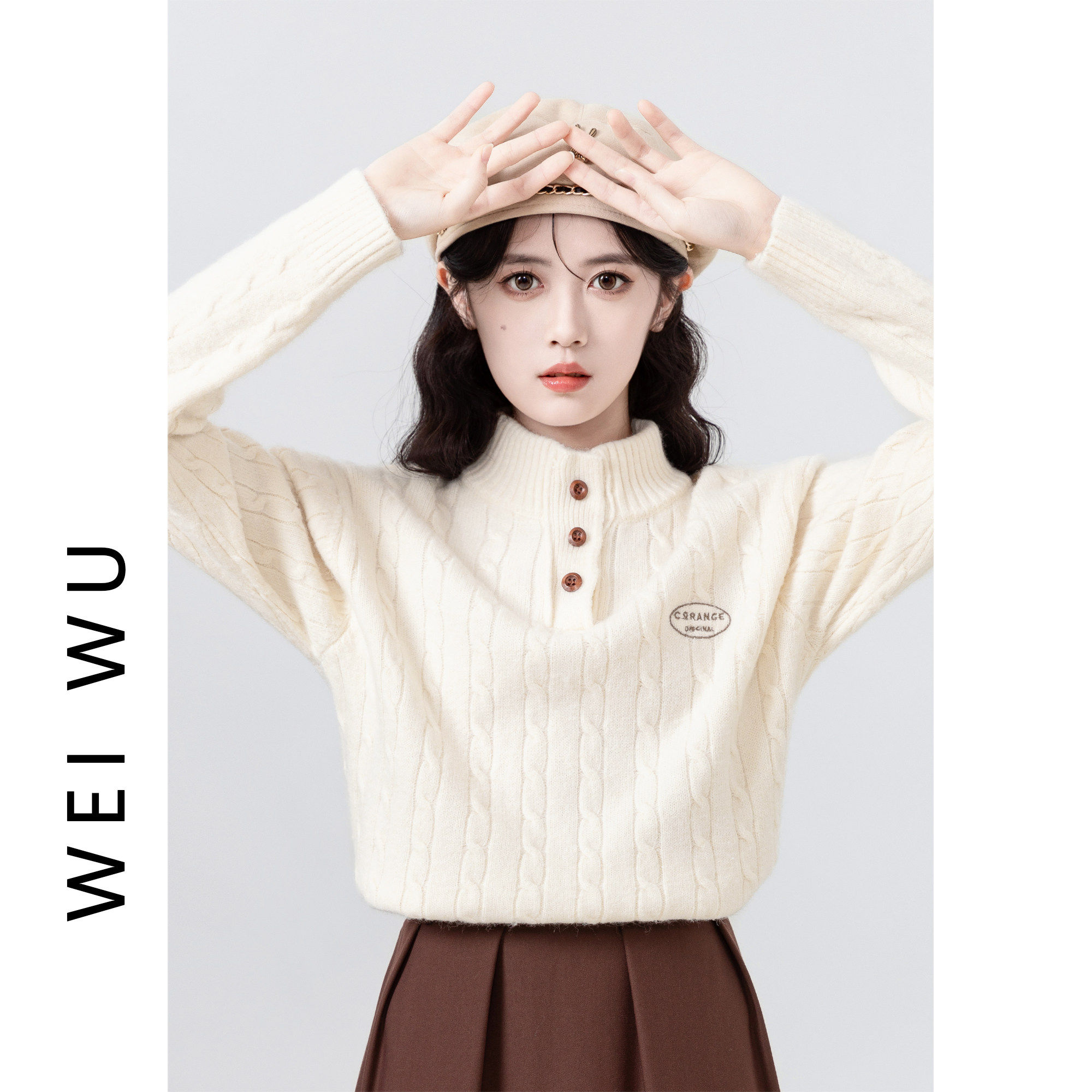 高领加厚毛衣女秋冬2026新款韩版刺绣立领麻花软糯针织衫套头上衣,个性定制/设计服务/DIY,棉服工装,淘宝优惠券,粉丝福利购,淘宝优惠卷