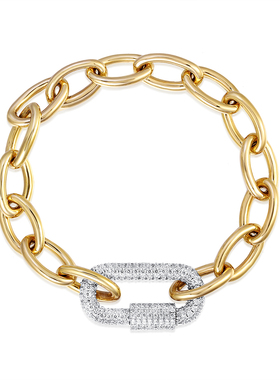 APM Monaco 银色密镶环扣链环金色手链高级轻奢情侣配饰