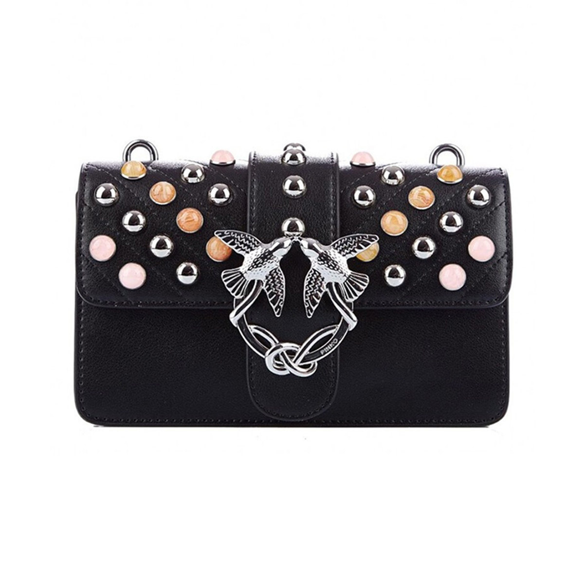 PINKO品高19秋冬新款小羊皮镶嵌珍珠女手提单肩燕子包1P212K Y4HR