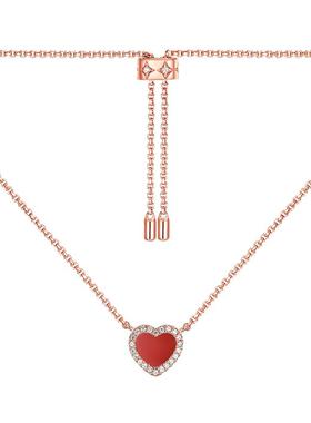 apm MONACO红色爱心项链女生可调节简约心形锁骨链PC5795XCOR