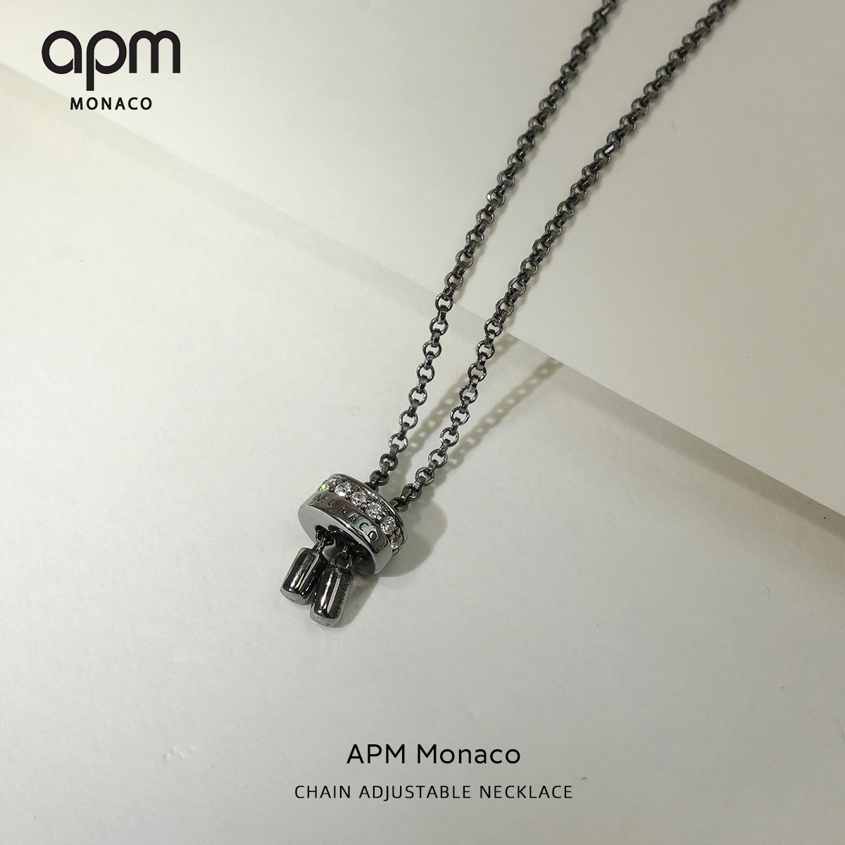 apm monaco  可调节链条项链送男友送女友 - 深灰色银 ac5506xbr