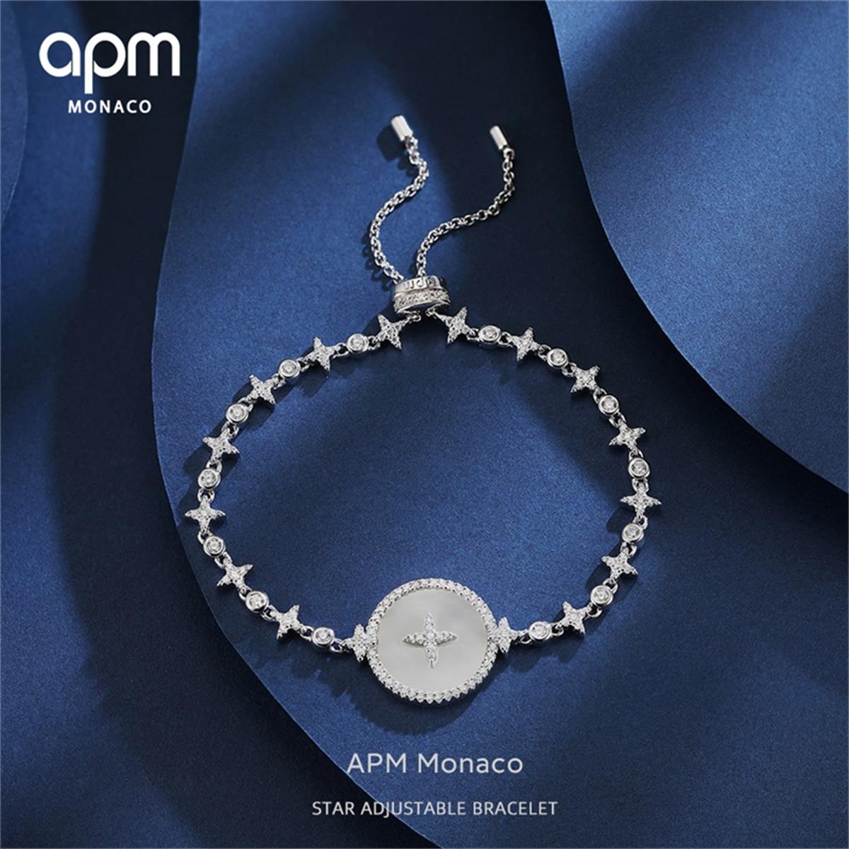 apm monaco女士星星珍珠母贝手链925银首饰送女友礼物ab3582xna