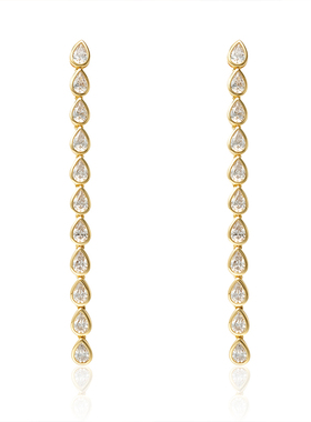 APMMONACO 金色长款垂坠耳钉女耳环耳饰简约生日礼物YE14042OX