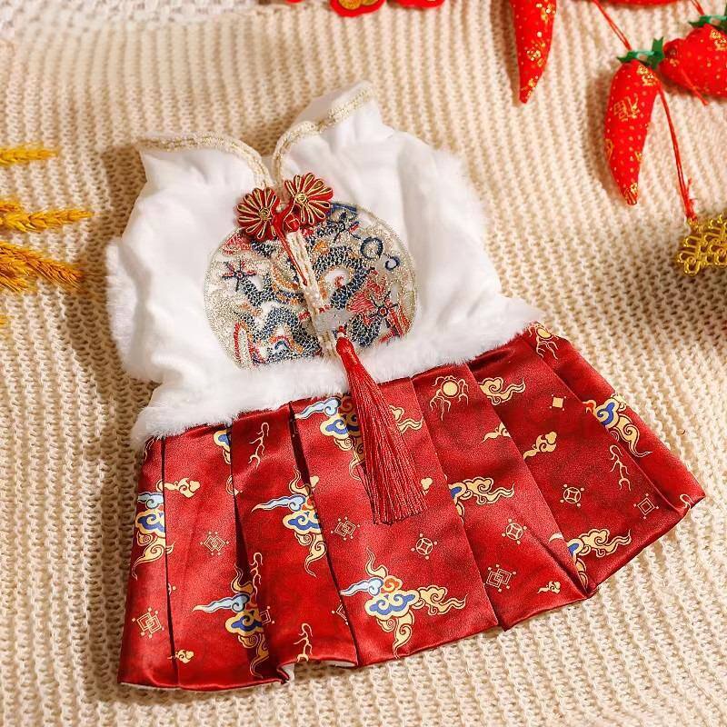 猫狗秋冬衣服中式公主唐装猫咪衣服加厚裙子泰迪小型犬宠物服装