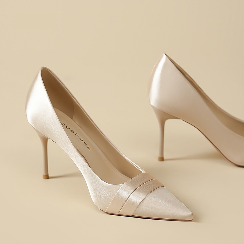 别致高跟鞋女春香槟色细跟气质高级感不累脚结婚鞋宴会配礼服单鞋