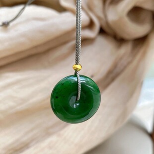 天然俄料碧玉平安扣老矿坑料乌兰海吊坠毛衣链清库存不退不换