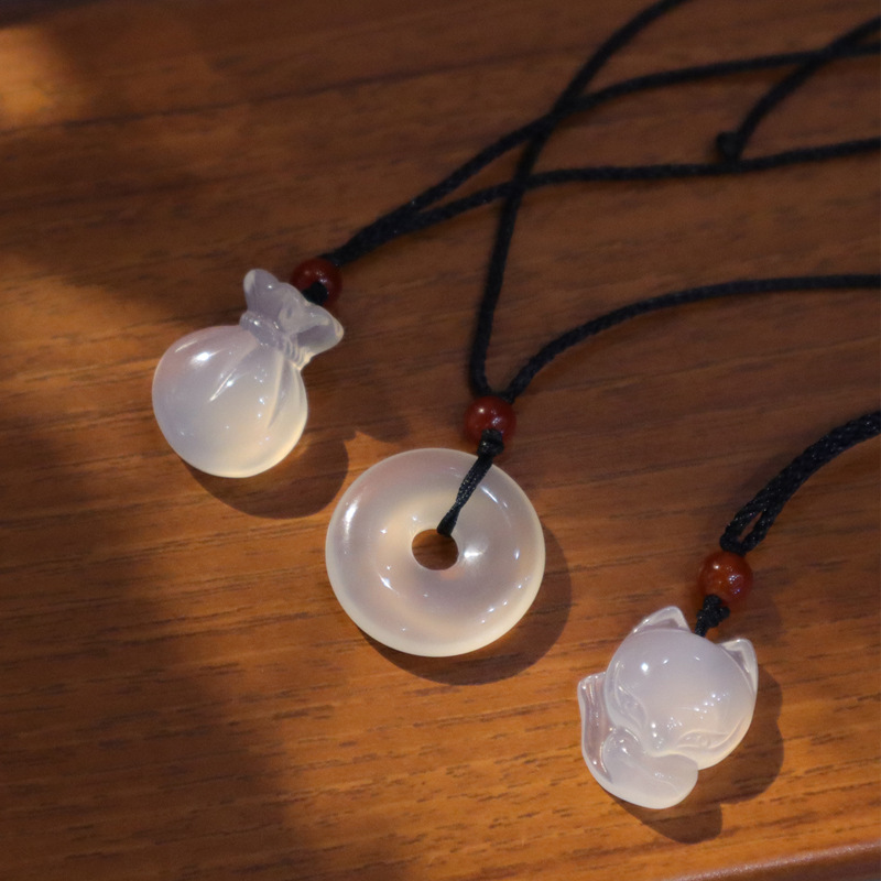 天然冰种玉髓平安扣吊坠
