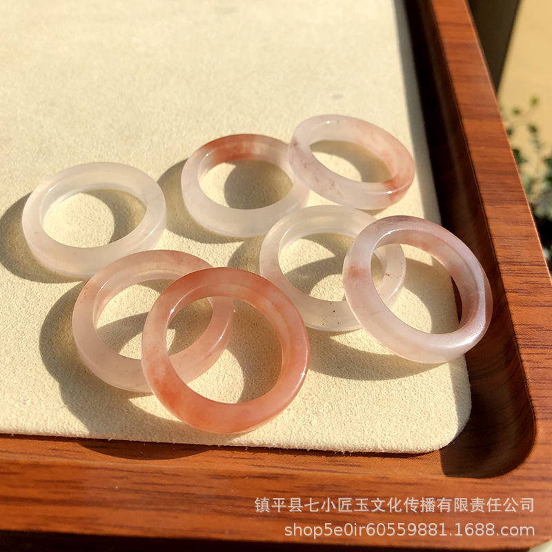 小红书爆款粉色玉石戒指