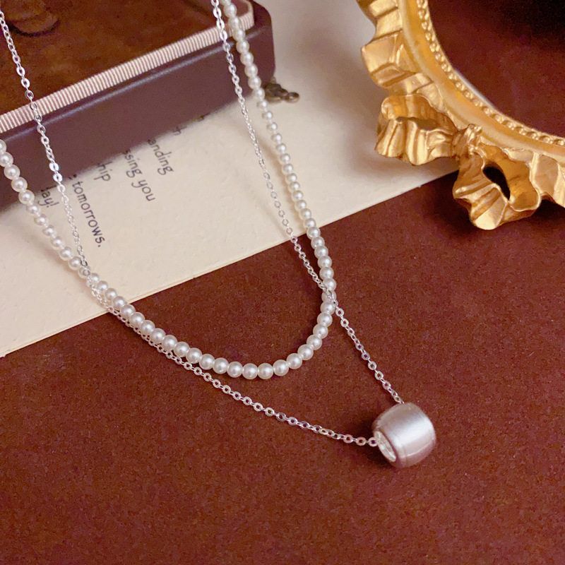 厚银欧美个性轻奢项链吊坠双层
