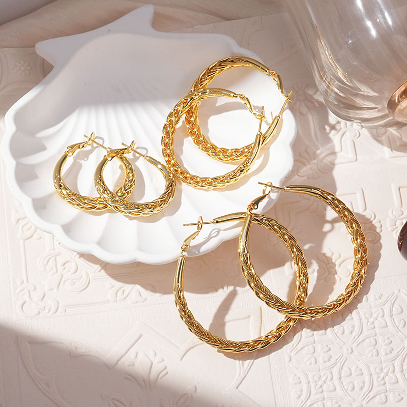 黄铜镀18K金大号圆圈耳环