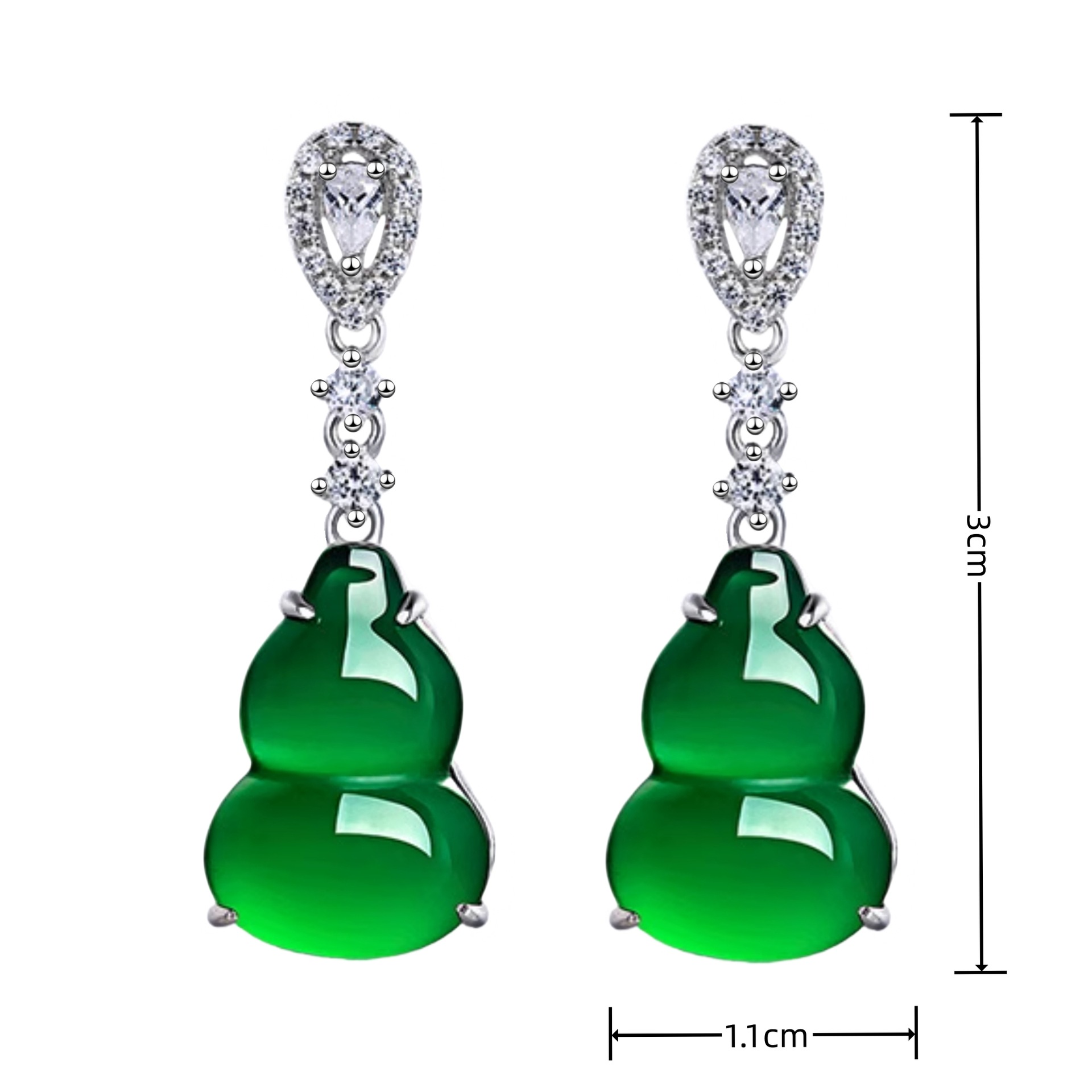 天然绿玉髓葫芦耳饰女款