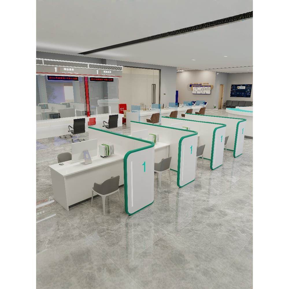 银行前台志愿者服务台柜台咨询导览台电网业务台非现金接待桌