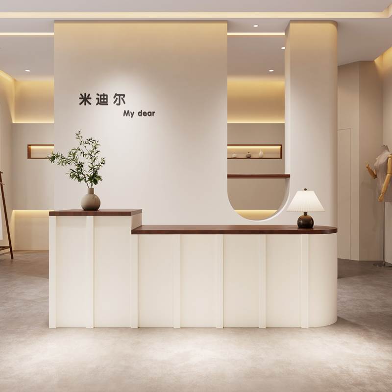 服装店收银台女装买手店法式奶油风吧台美容院接待台童装店前台柜