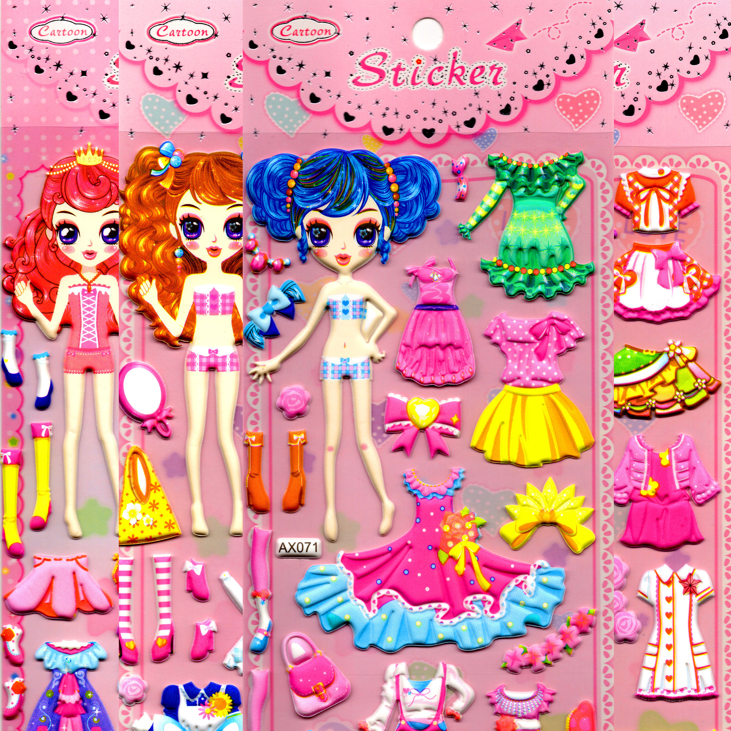 美丽换装贴纸百变女孩穿衣服立体泡泡贴儿童可爱换衣服公主粘贴画