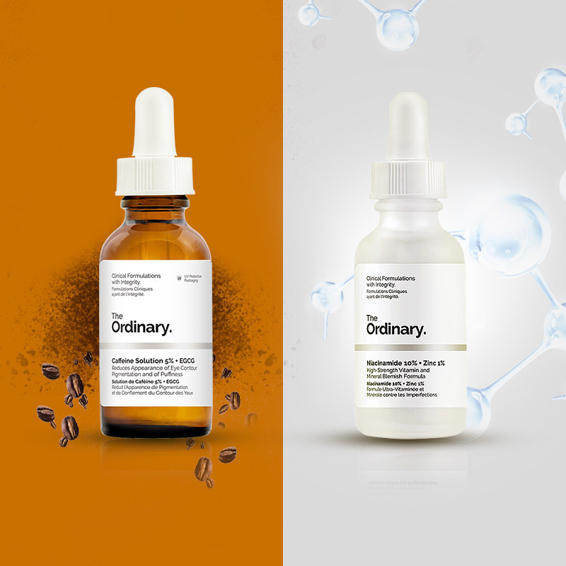 【组合】the ordinary烟酰胺美白原液咖啡因眼部精华液眼霜