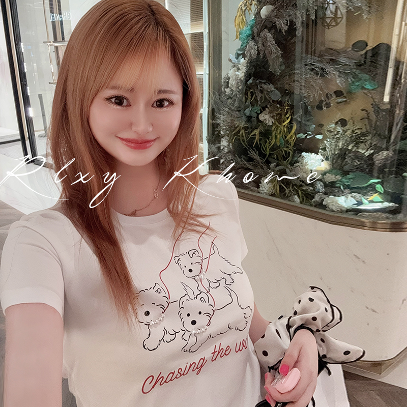 精品南油重工印花白短袖T恤女