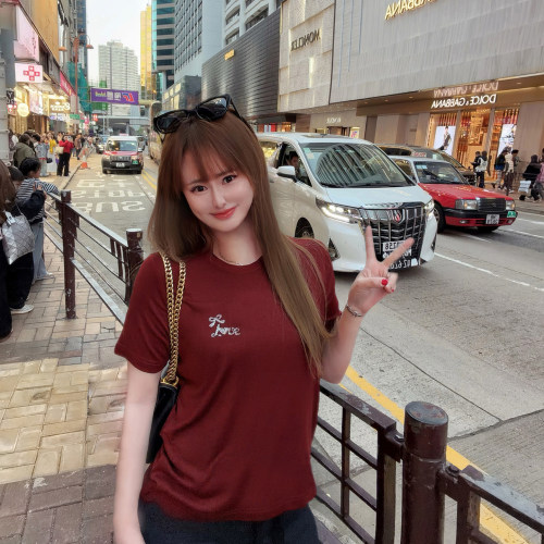 法式宽松女人名媛烫钻短袖T恤女