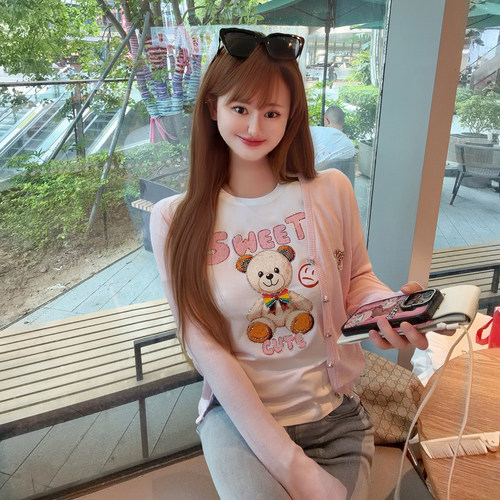 短袖欧货薄夏印花白色短袖T恤女