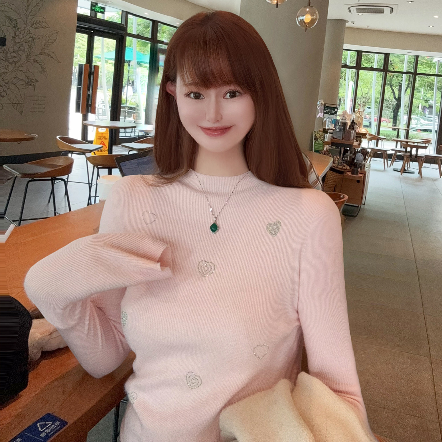 欧货精品烫钻爱心秋冬打底毛衣