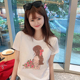 上衣弹力图案烫钻减龄白短袖 深圳重工欧货2025夏新款 女装 T恤女