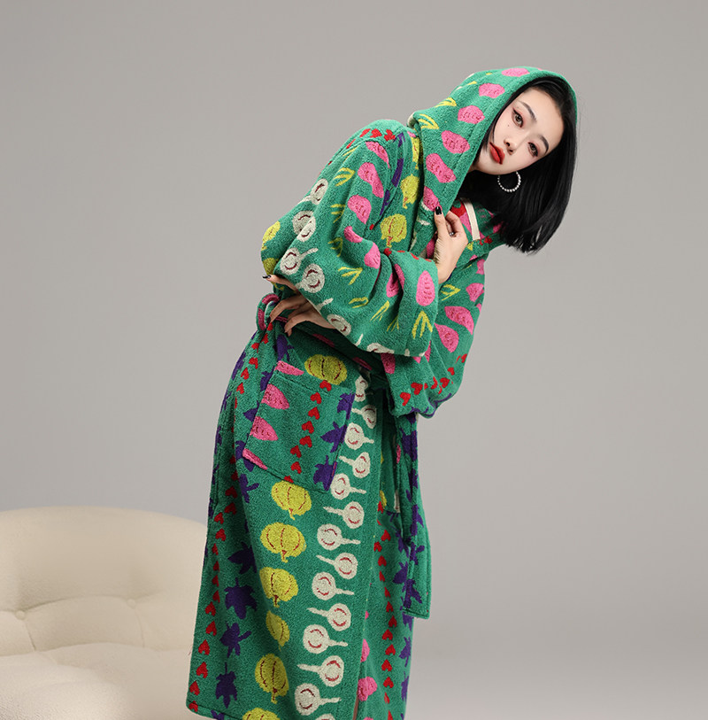 碧绒2023亲子儿童浴袍女秋冬季卡通网红浴室吸水速干毛巾长款睡袍