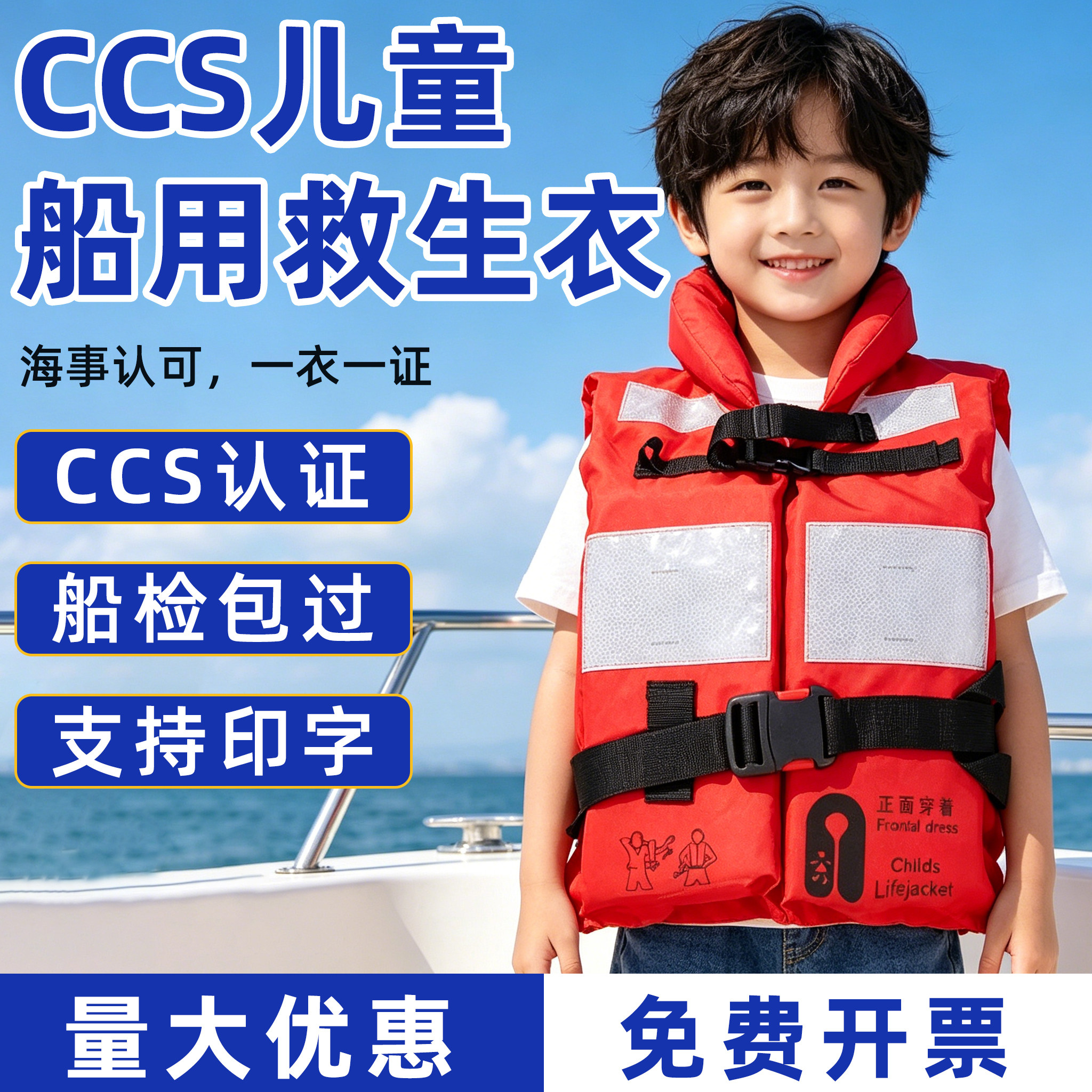 儿童船用救生衣CCS认证专业大浮力内河成人国标防汛应急浮力马甲