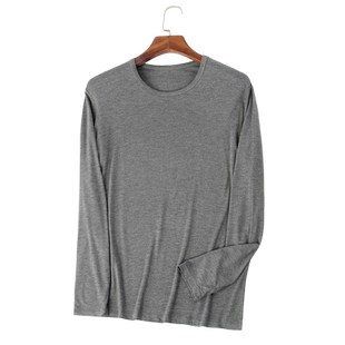 莫代尔长袖T恤男加肥加大秋衣套装大红色宽松保暖上衣大码打底衫