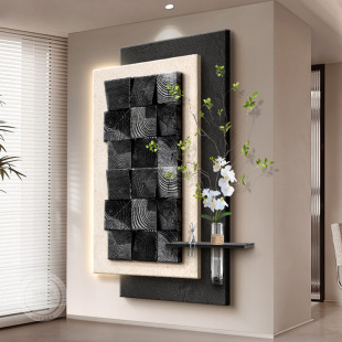 3d立体实木玄关装饰画 画意式极简客厅走廊过道挂画 画大白墙高级