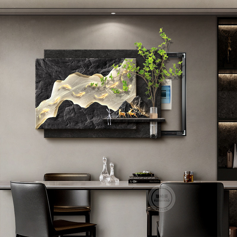 轻奢电表箱装饰画 画推拉立体高级感配电箱遮挡面板弱电闸盒开 关