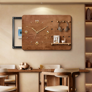 饭厅电表箱装饰画 画推拉式钟表洞洞板遮挡2025新款配电箱电闸盒