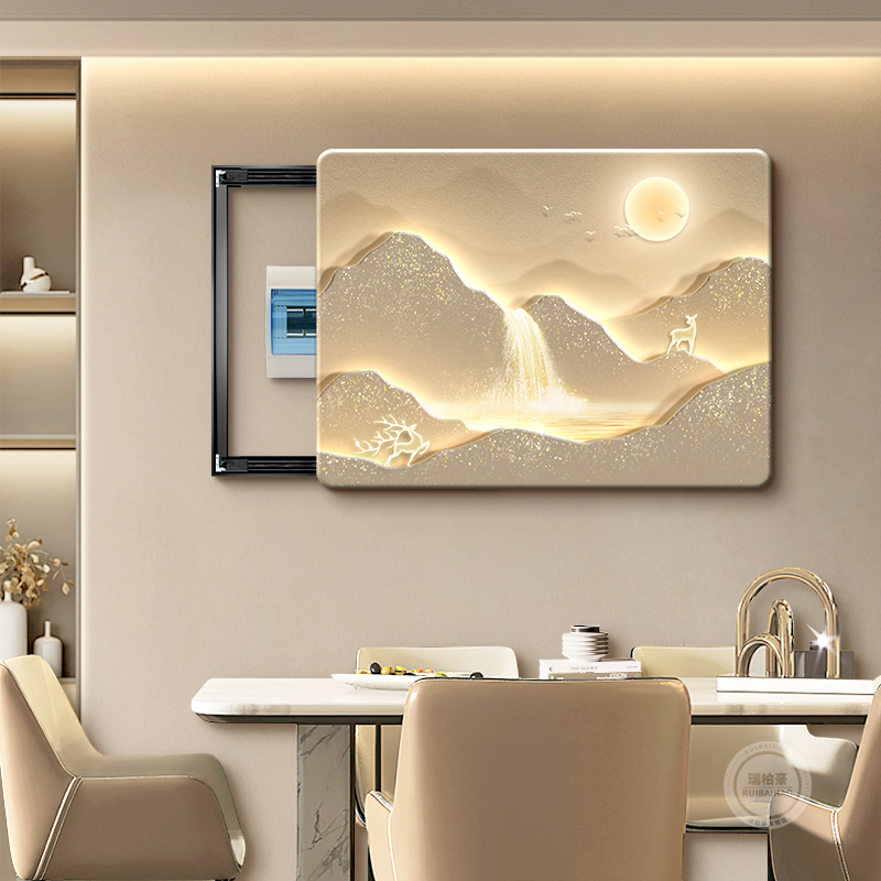 轻奢电表箱装饰画推拉2025新款遮挡配电箱电闸盒开关盒高级感挂画