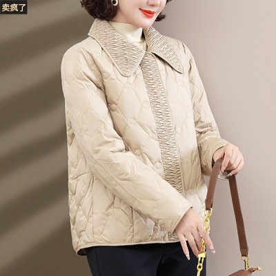 小个子妈妈秋冬装羽绒棉服轻薄短款50多岁中老年女士棉袄外套洋气
